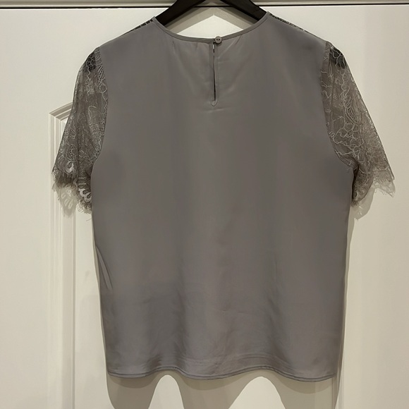 Cami NYC grey silk blouse with lace - Picture 3 of 4